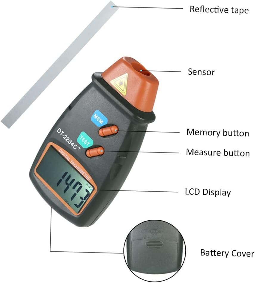Digital Tachometer 2.5-99.999RPM Non-Contact RPM Gauge P437