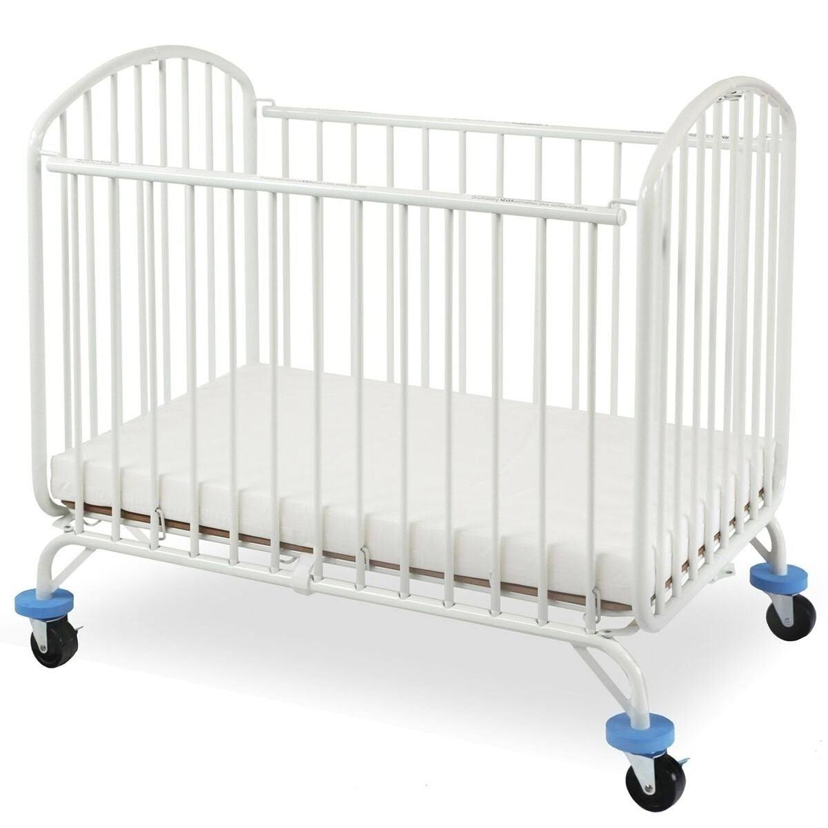 White Arched Metal Crib with Folding Mechanism and Casters J345656