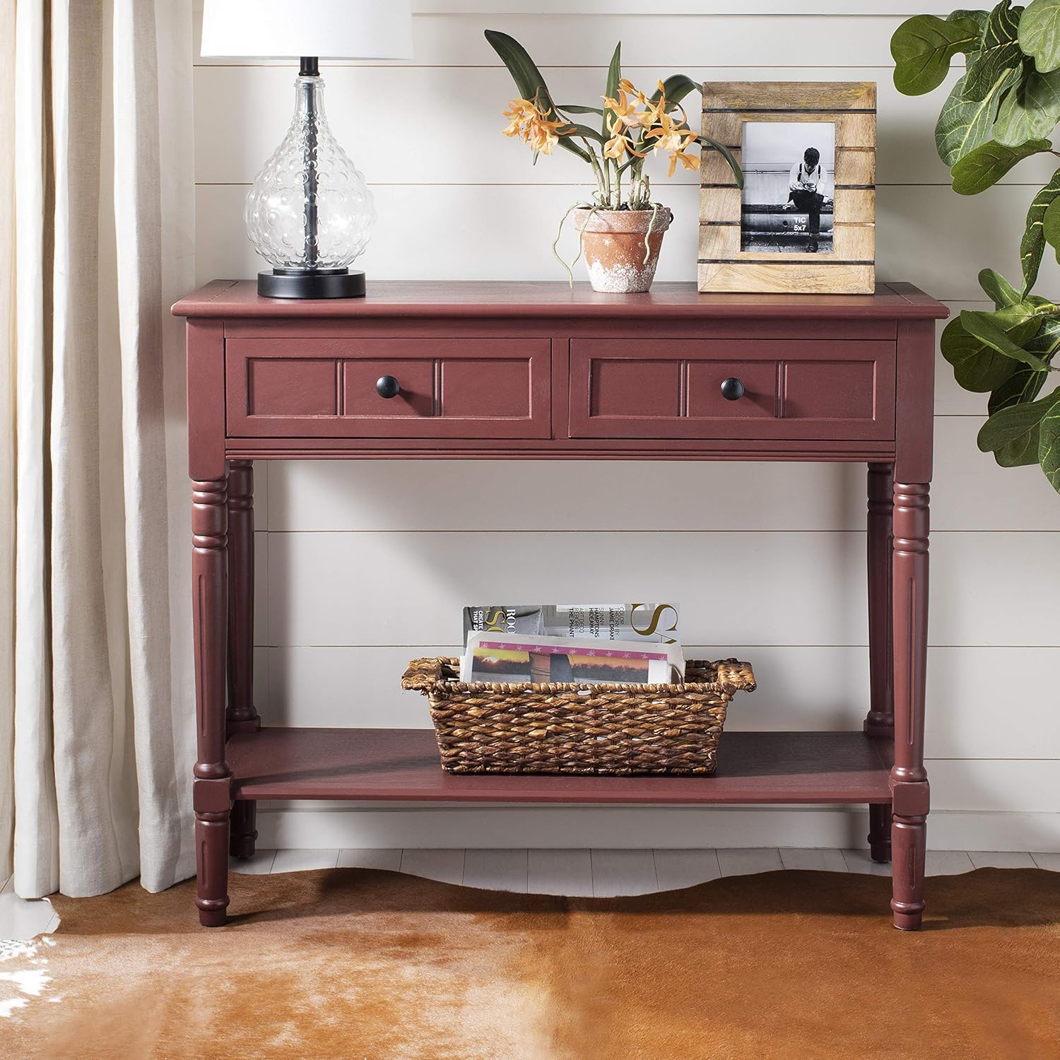 Dark Cherry 2-Drawer Console Table X338