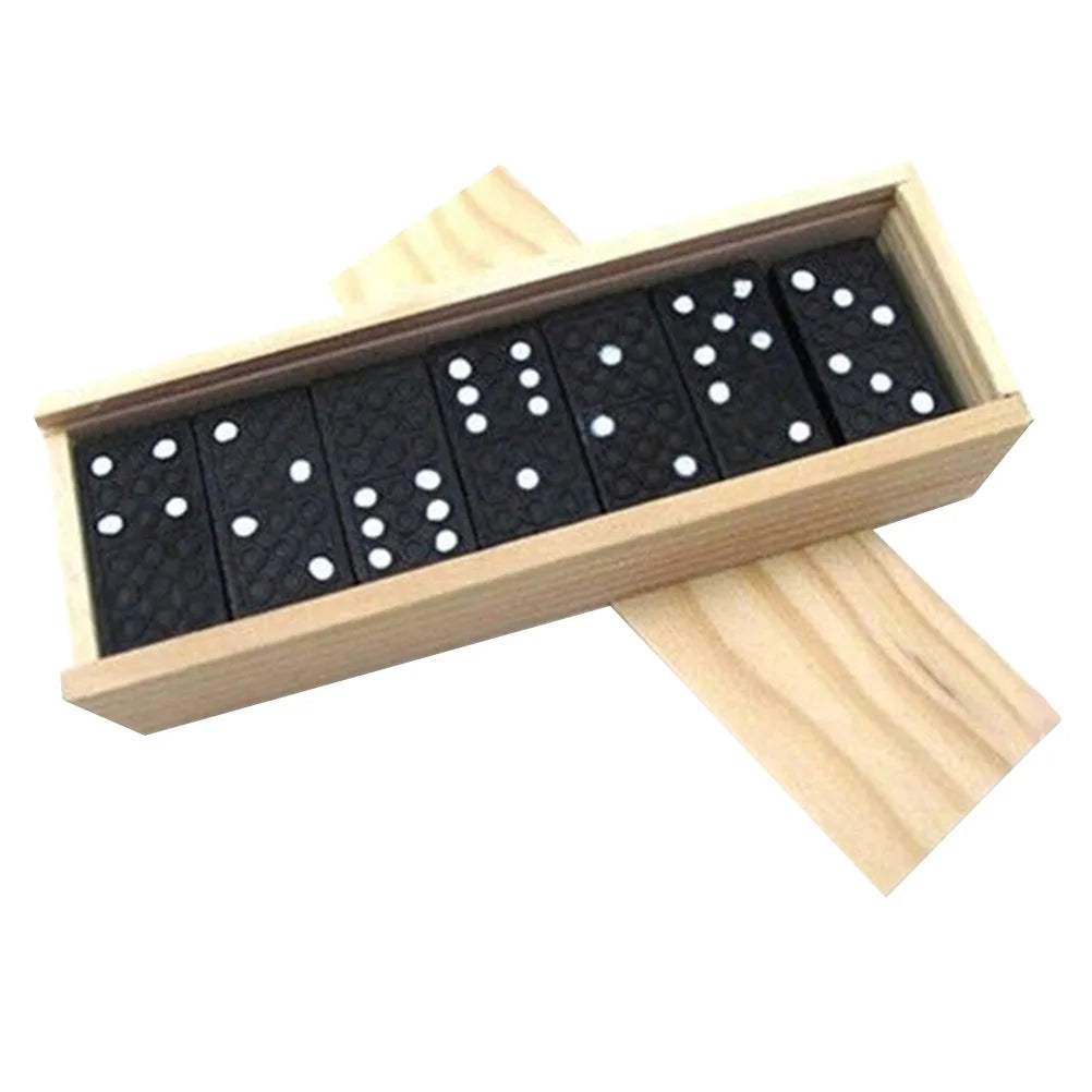 Black Wooden Domino Blocks Set Stacking Toy Blocks Board Games U850203