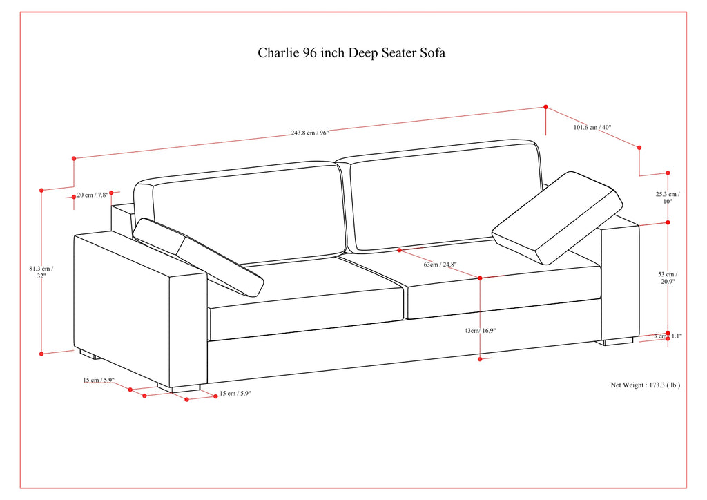 96-inch Sofa in Tightly Woven Performance Fabric Z2912