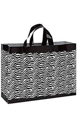 Black Frosted Plastic Shopping Bags 16 inch x 6 inch x 12 inch Case of 100 G4536