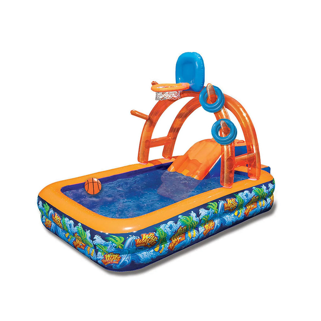 Wild Waves Water Park with Sprinkling Arch, Basketball Hoop, & Ring Toss Game T699504