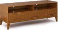 Teak Brown Solid Wood TV Media Stand with Storage Shelves and Cabinets K26241