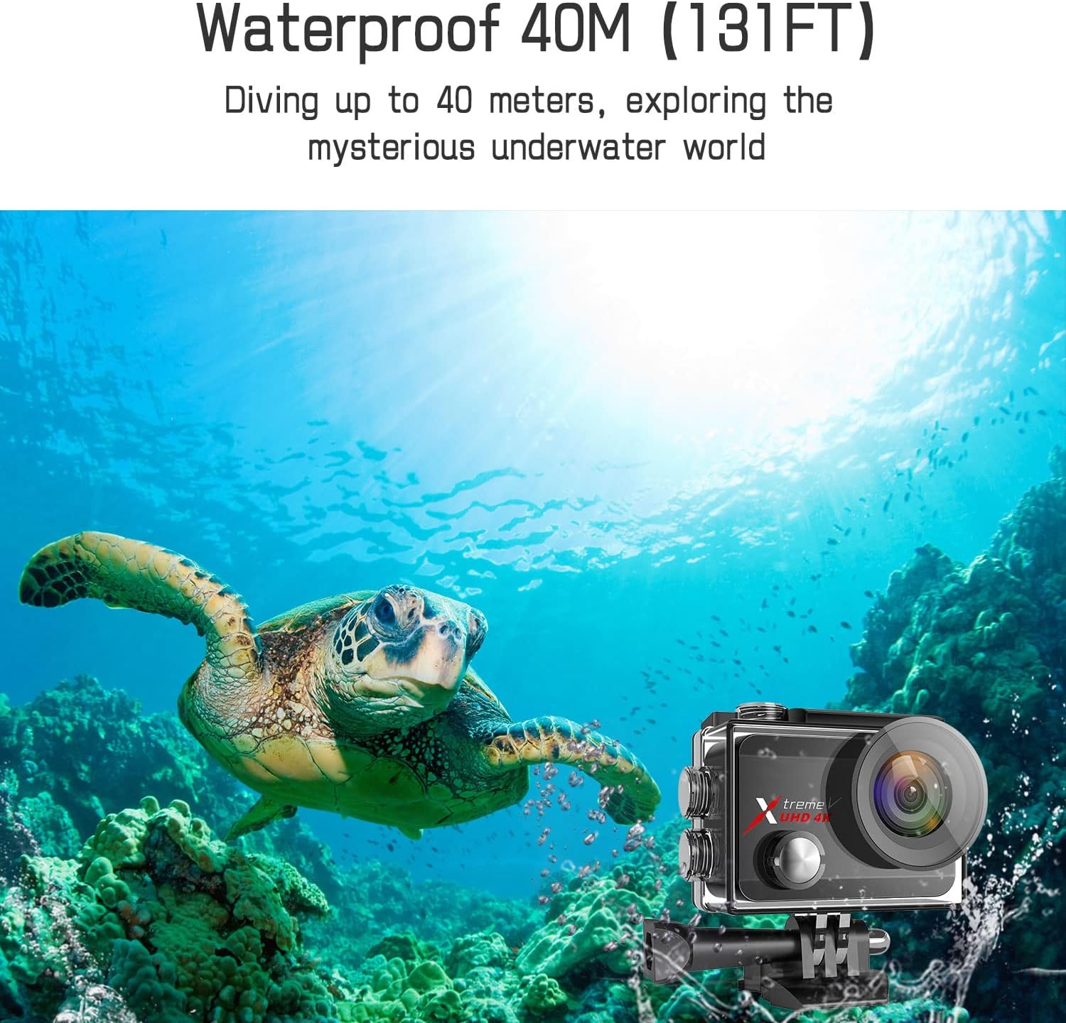 4K 60FPS 20MP Waterproof Action Camera with Touch Screen Stabilizer 2 Rechargeable 1350 Batteries and Accessories Kit T2558