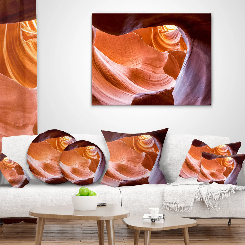 Antelope Canyon Inside View Landscape Photography Throw Pillow S3757