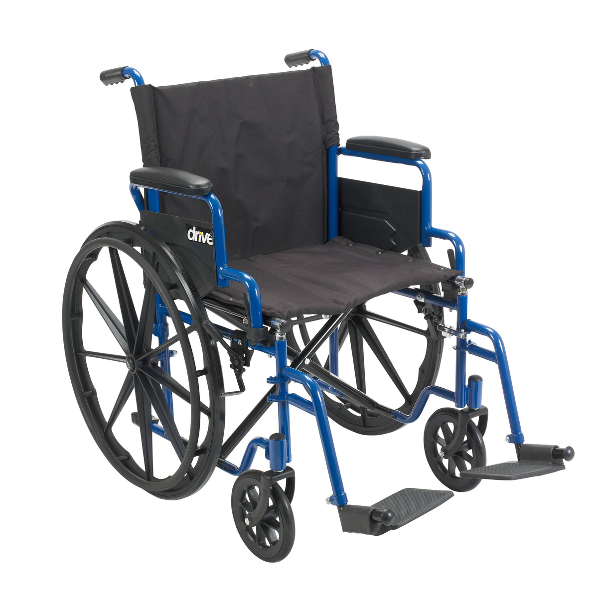 Blue Streak Wheelchair with Flip Back Desk Arms, Swing Away Footrests, 20x22 Seat B114727