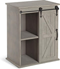 Rustic Gray Wooden Freestanding Storage Cabinet with Sliding Barn Door C548821