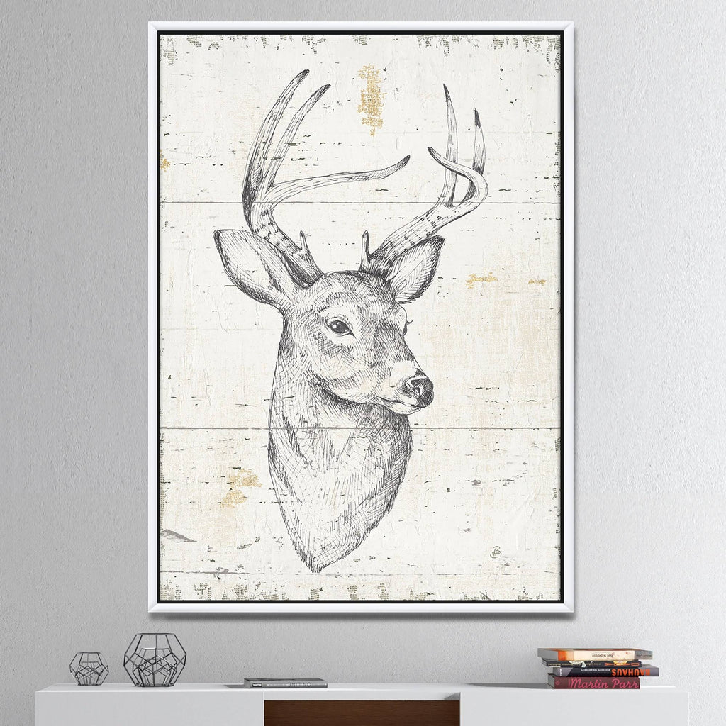 Framed Canvas Wildlife Animal, 16 inch x 32 inch, Gray R3436