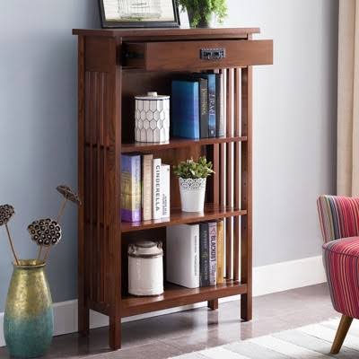 Brown Slatted Bookcase J973