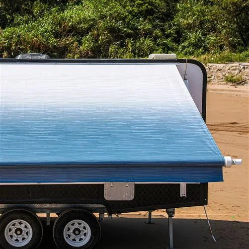 Motorized Retractable RV/Patio Awning - 13 x 8 Feet - Blue Fade B68880