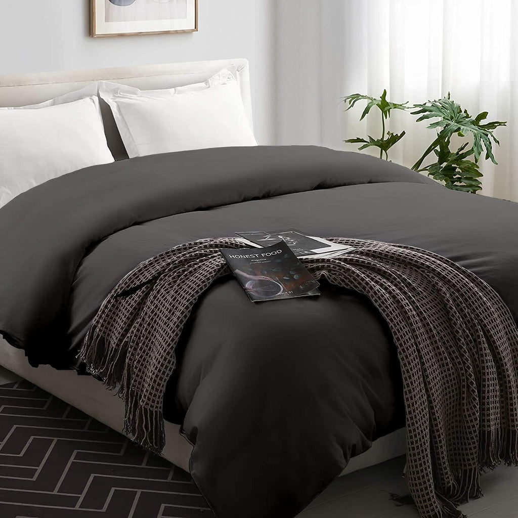 Silver Grey Striped King Duvet Cover with Zipper Closer Q60129