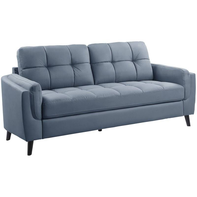 Blue and Black Microfiber Tufted Sofa X1238