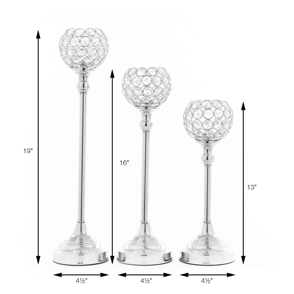 Crystal Ball Candle Holder Set Gold B701644