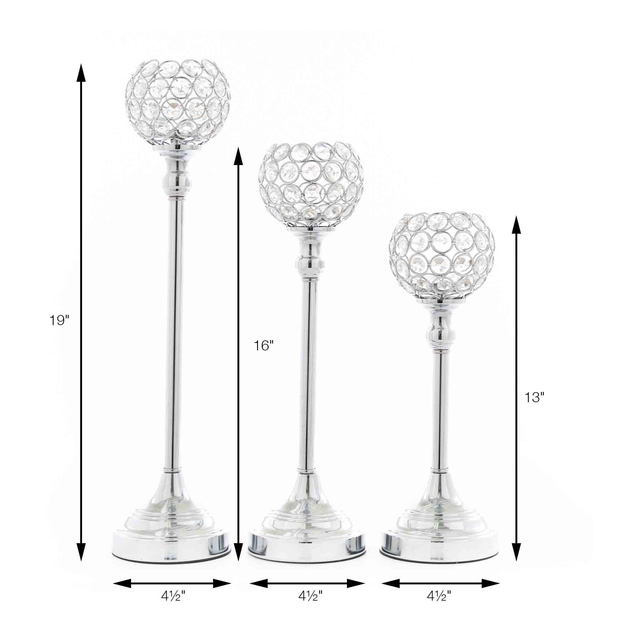 Crystal Ball Candle Holder Set Gold B701644