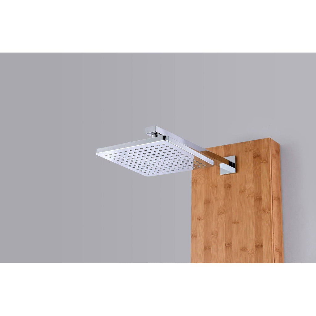 Full Body Shower Panel with Heavy Rain Shower and Spray Wand in Natural Bamboo H316921