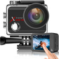 4K 60FPS 20MP Waterproof Action Camera with Touch Screen Stabilizer 2 Rechargeable 1350 Batteries and Accessories Kit T2558