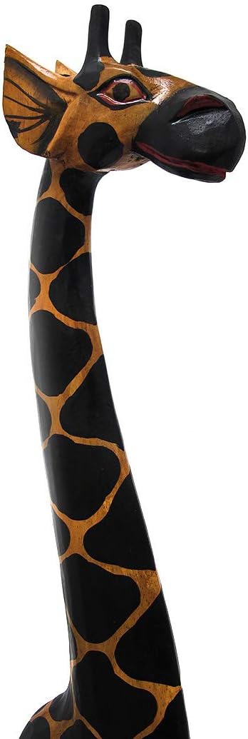 Hand-Carved Wooden Giraffe Statue E936