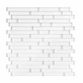 White 11.65 in. x 11.69 in. x 5mm Glass Self Adhesive Wall Mosaic Tile I326798