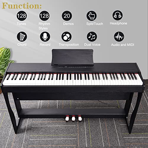 Black 88-Key Weighted Hammer Action Digital Piano O2200