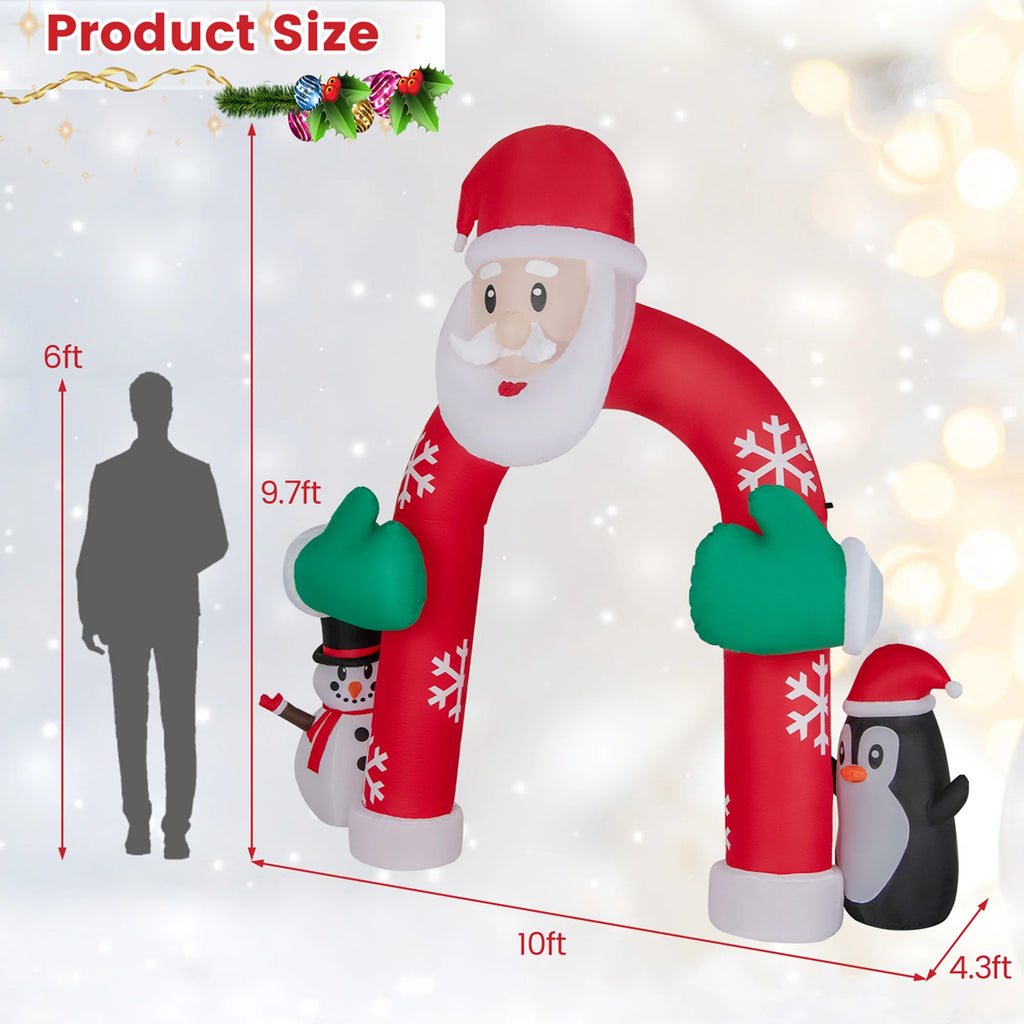 10FT Inflatable Christmas Santa Archway Decoration with LED Lights R594919