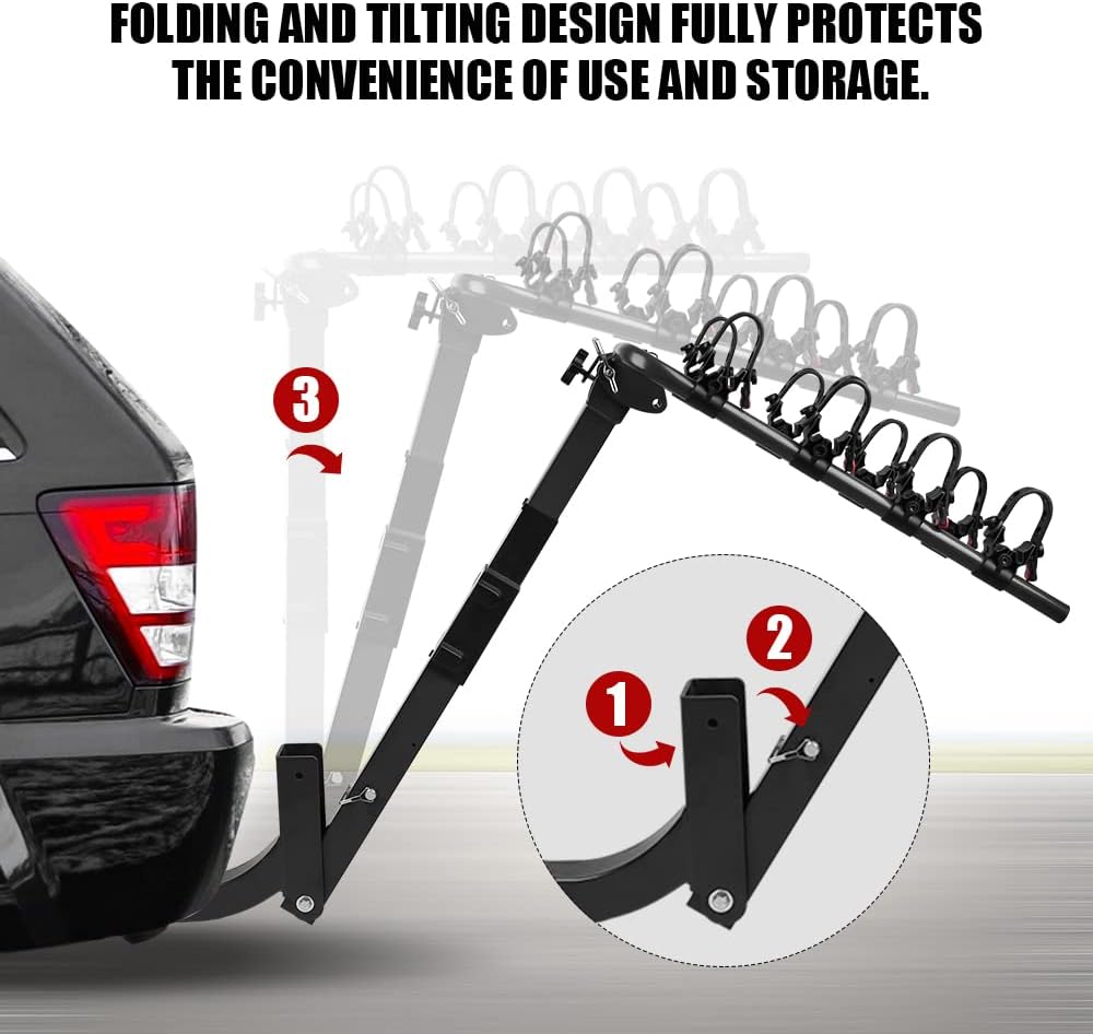 4 Bike Rack, Double Foldable Rack, 2 Hitch Receiver J1669