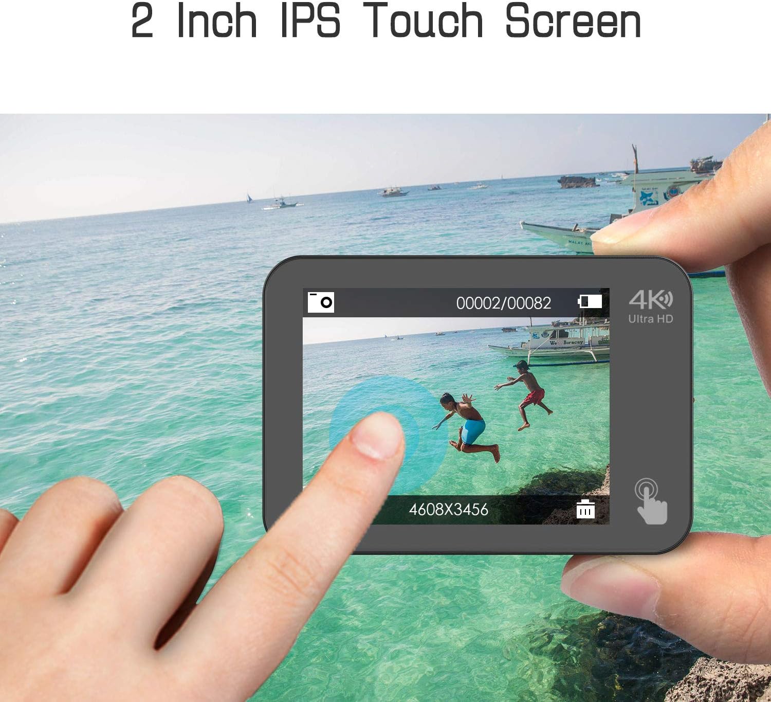 4K 60FPS 20MP Waterproof Action Camera with Touch Screen Stabilizer 2 Rechargeable 1350 Batteries and Accessories Kit T2558