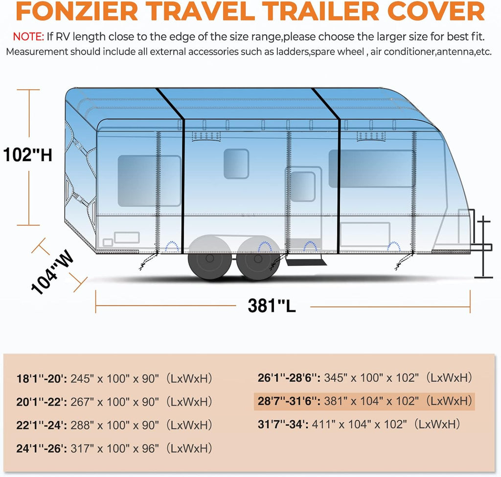 Heavy Duty 5 Layers Anti-UV Travel Trailer Cover E907