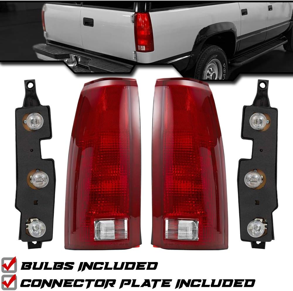 Replacement Rear Brake Tail Lights with Bulb Sockets & Connector Plates - Pair V72632