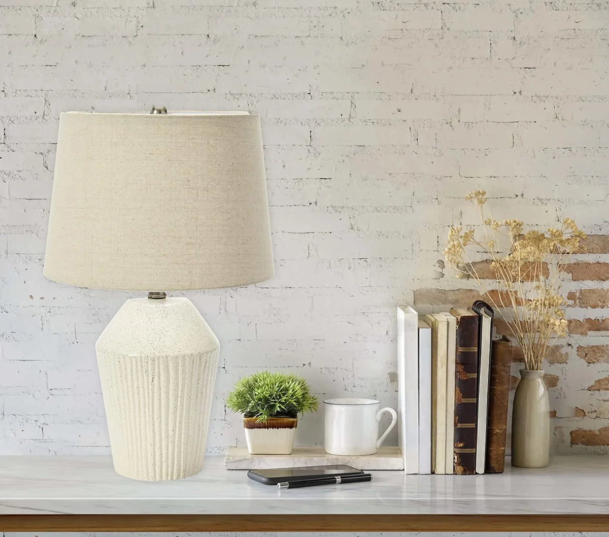 13" Round Stoneware Desk Lamp C418