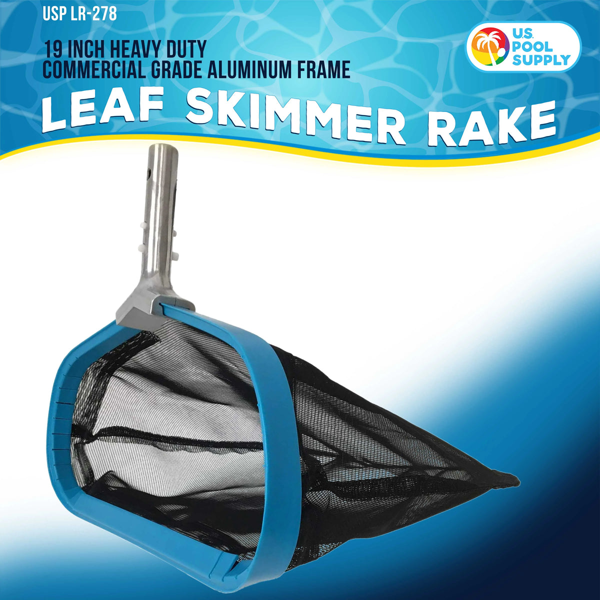 19" Swimming Pool Leaf Skimmer Rake with Aluminum Frame Handle A935