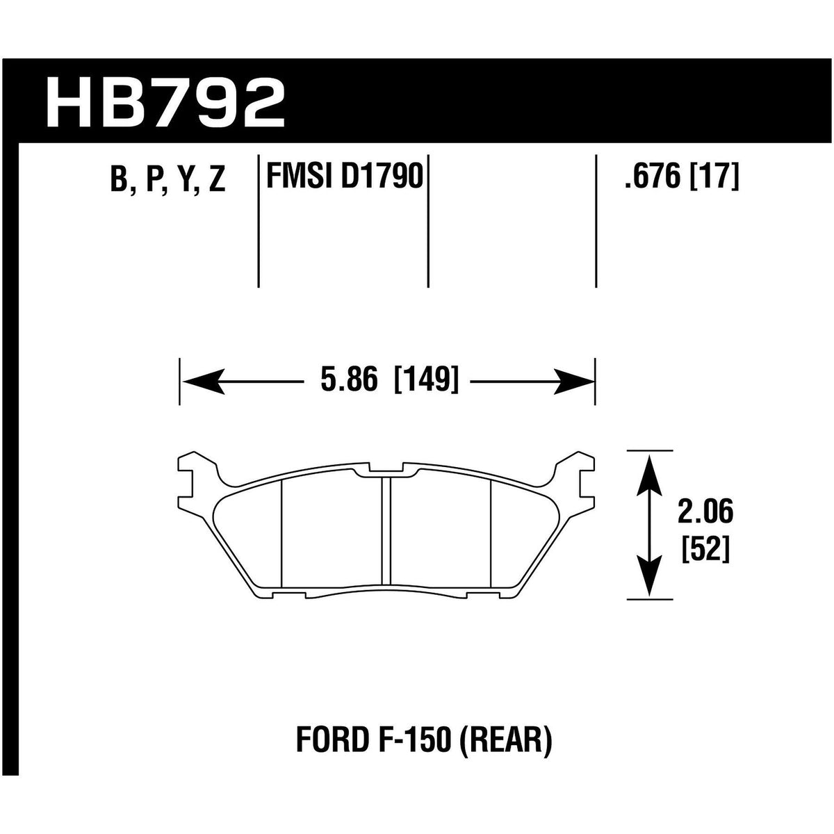 15 Ford F-150 HPS 5.0 Rear Brake Pads U11228