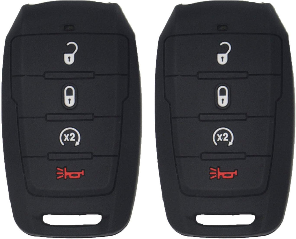 2pcs Silicone Rubber Smart Key Fob Cover Case Black+Red G38211