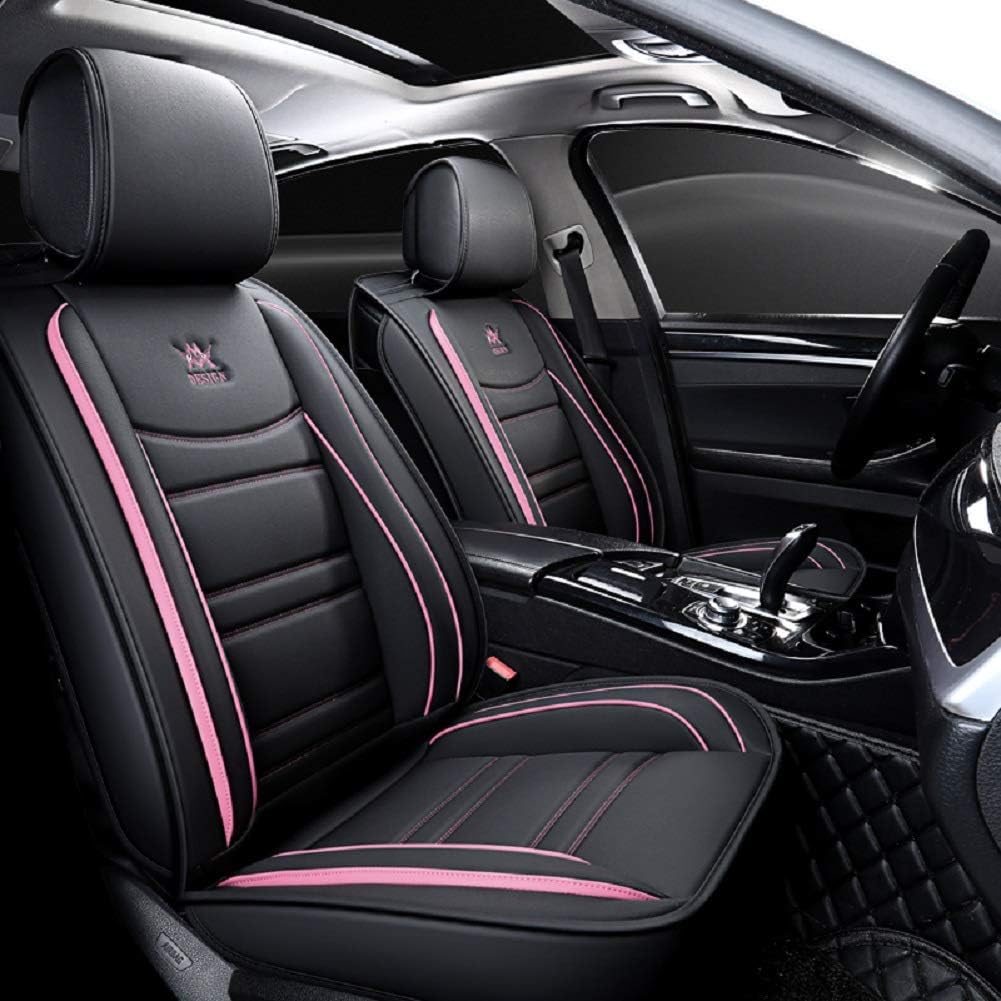 Black Leather Car Seat Covers 5 Seats Full Set B9894
