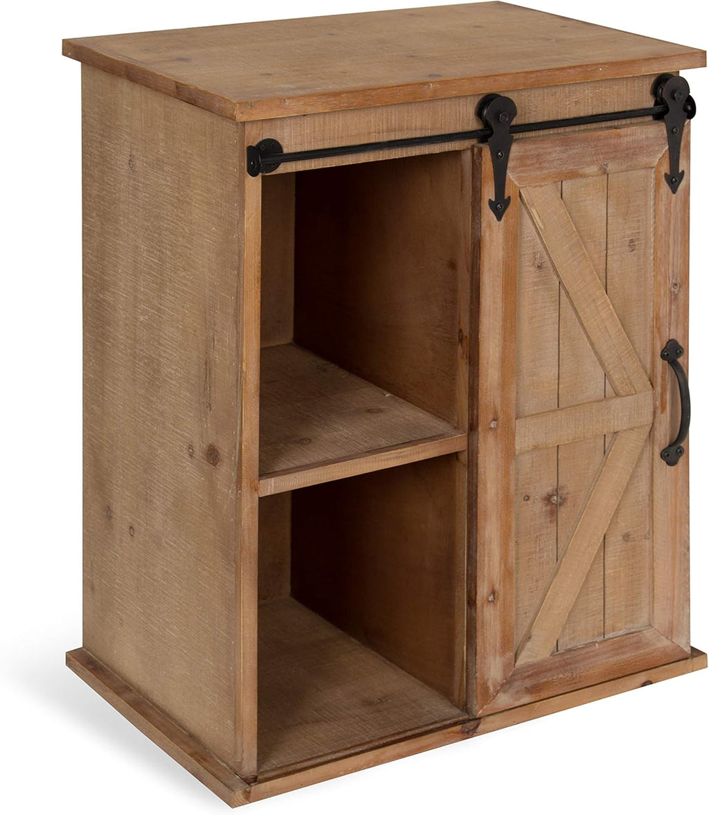 Antique White Freestanding Storage Cabinet with Sliding Barn Door P621589