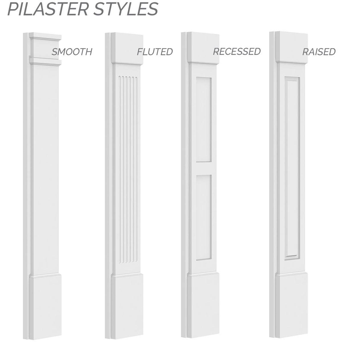 Two Equal Flat Panel PVC Pilaster with Decorative Capital & Base (Pair) B856