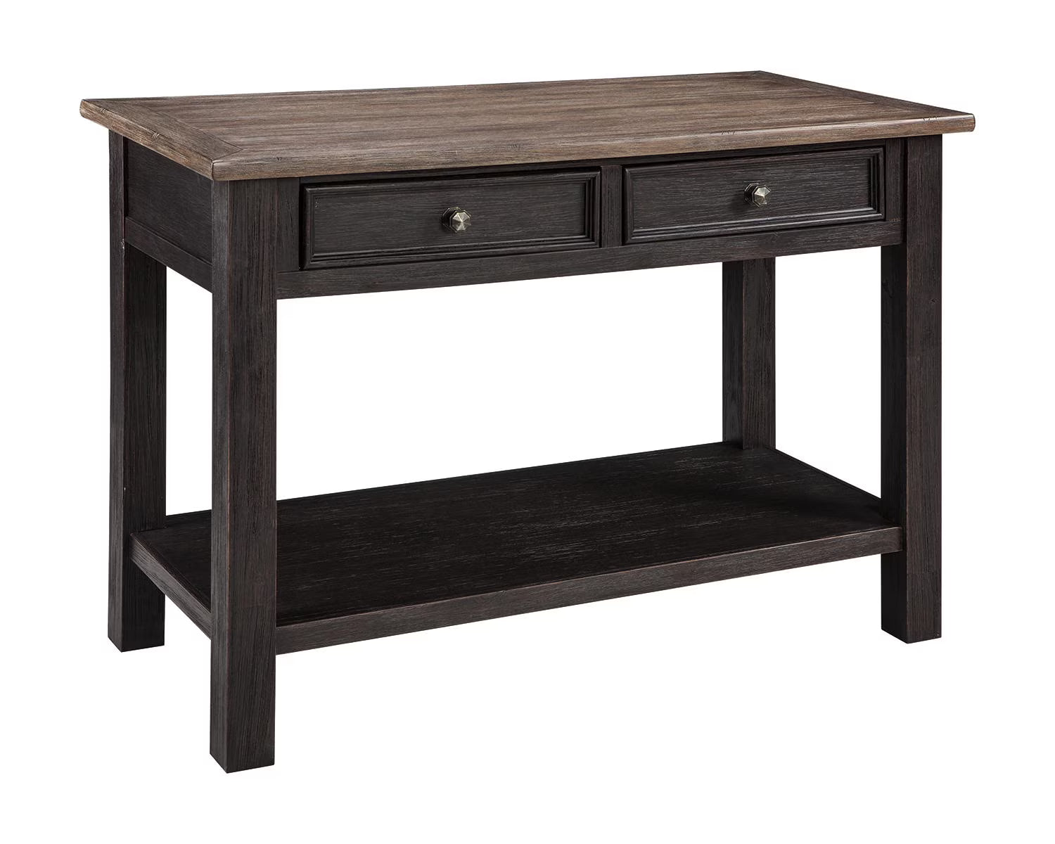 2 Drawer Sofa/Console Table, Grayish Brown/Black K923419