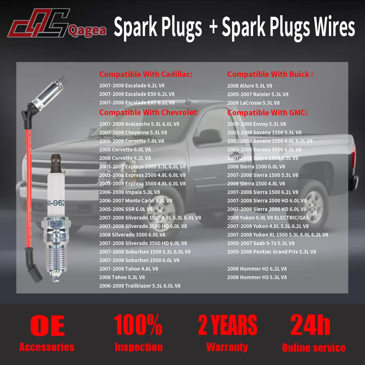 Spark Plugs and Spark Plug Wires Pack of 2 Q8104