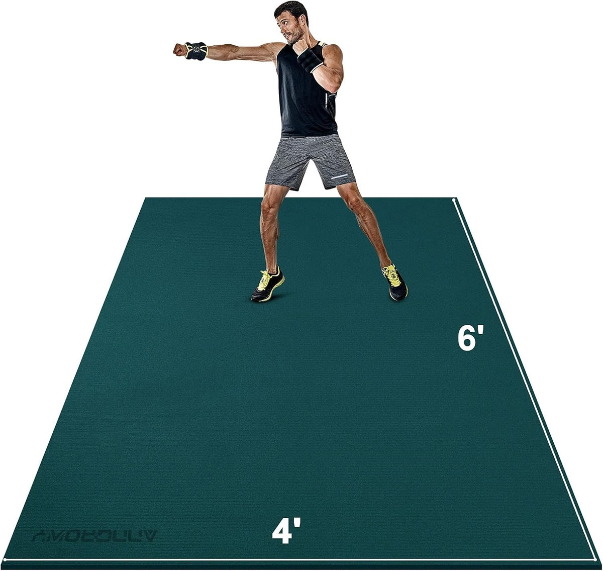 Large Exercise Mat 6'x4'x7mm Non-Slip Rubber Workout Mat B925986