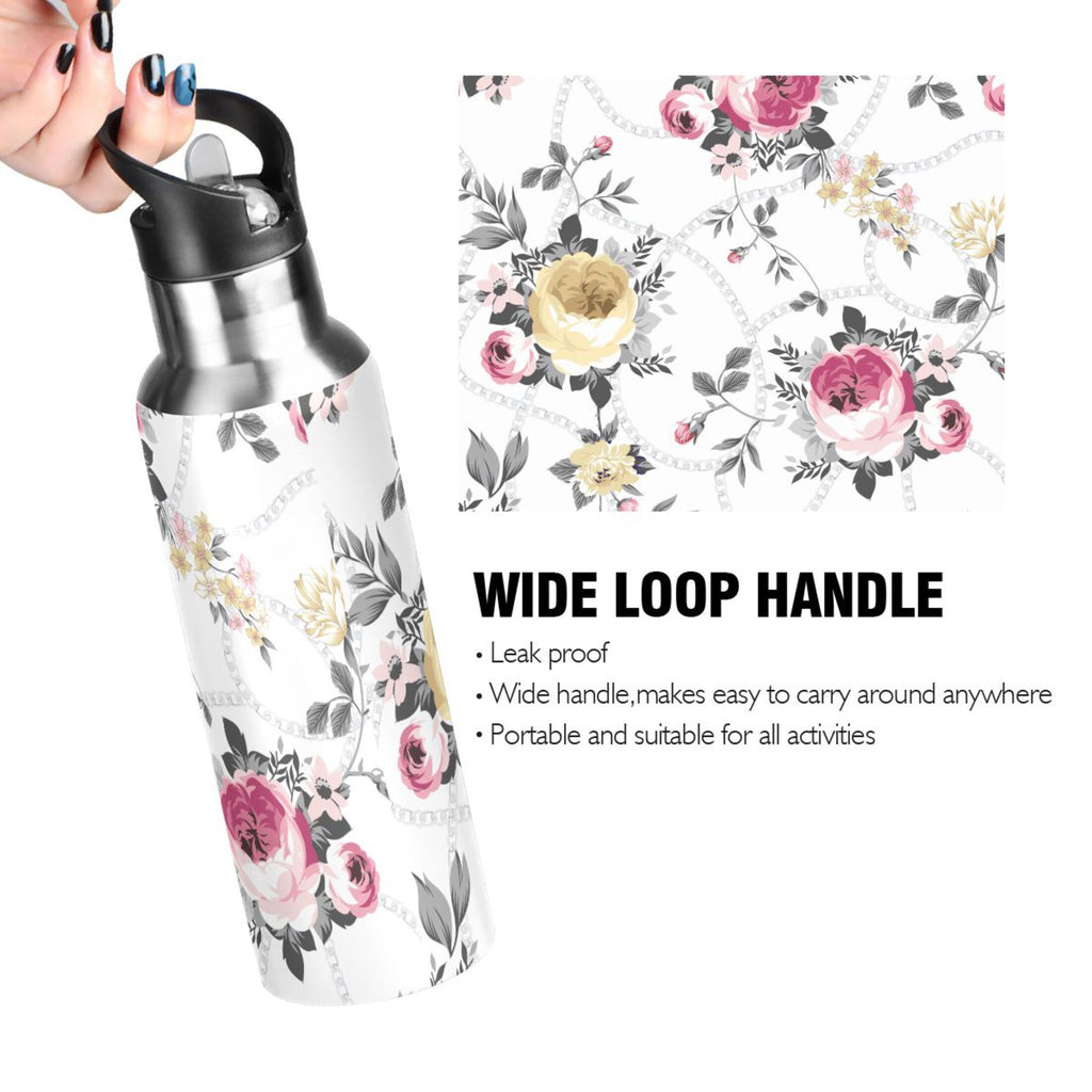 Pink and Yellow Roses Stainless Steel Insulated Flask T378107
