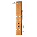 Full Body Shower Panel with Heavy Rain Shower and Spray Wand in Natural Bamboo H316921