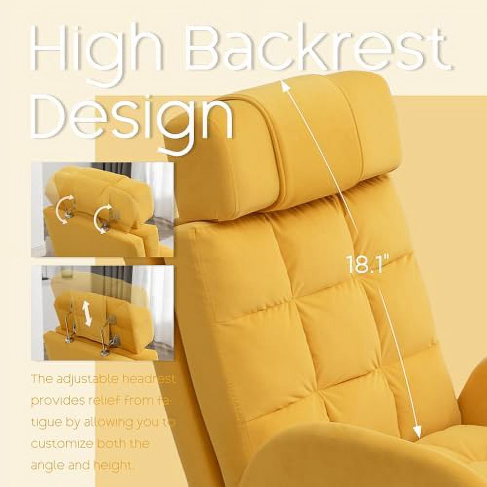 Yellow Velvet Accent Chair with Ottoman P2411