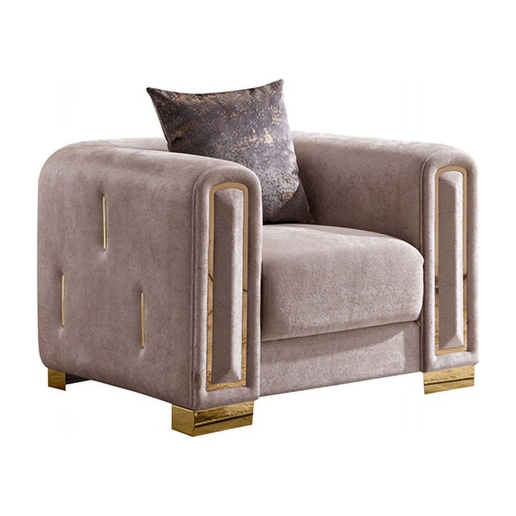 Beige 3Pc Velvet Living Room Set E2817