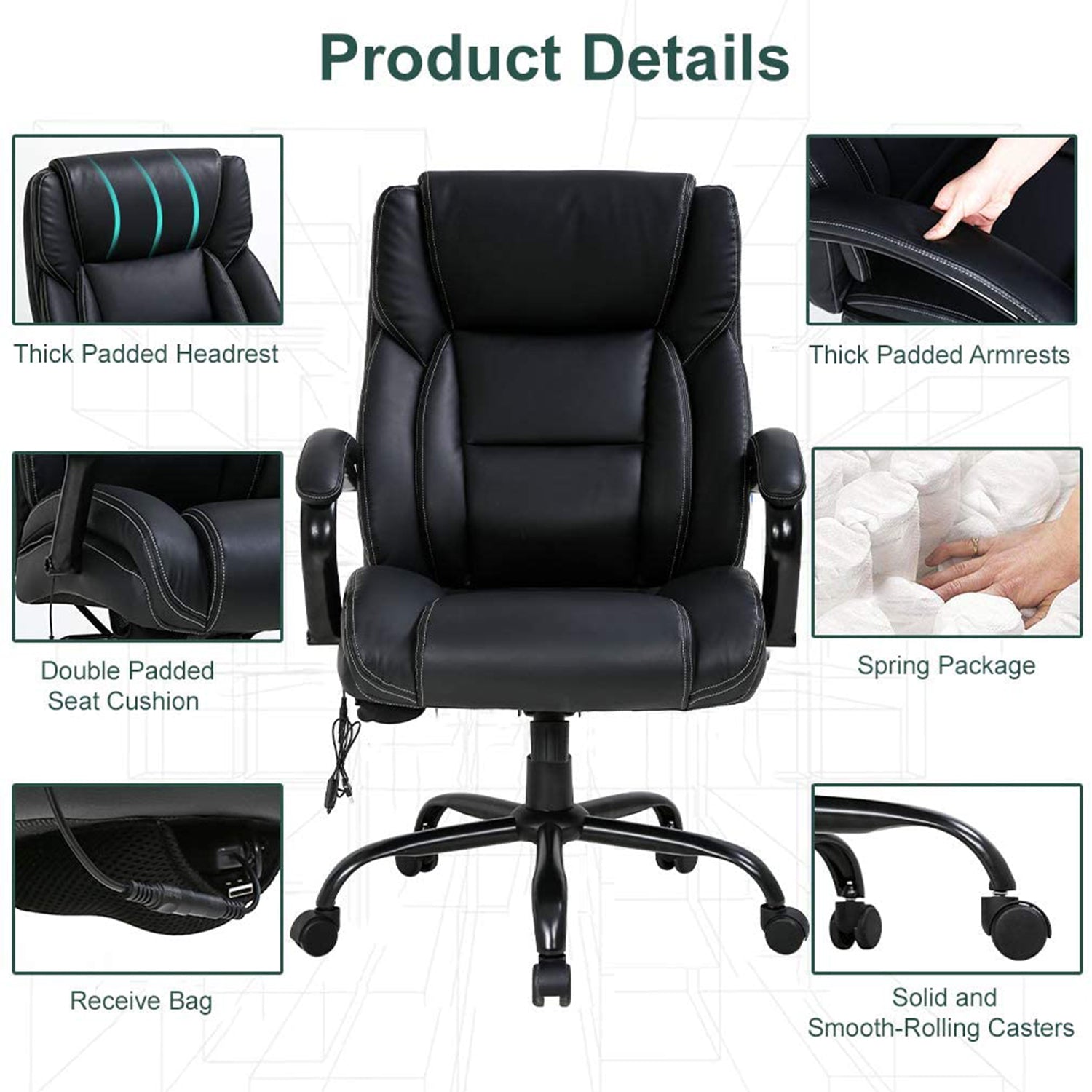 Black High Back PU Leather Executive Office Chair X264111