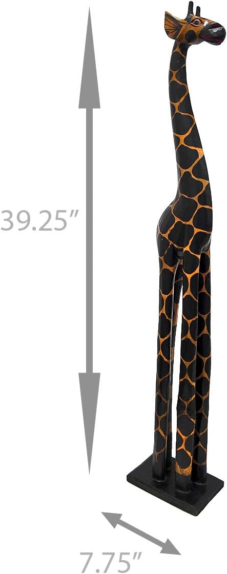 Hand-Carved Wooden Giraffe Statue E936