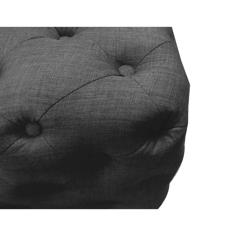 Beige Linen Square Tufted Ottoman R38078