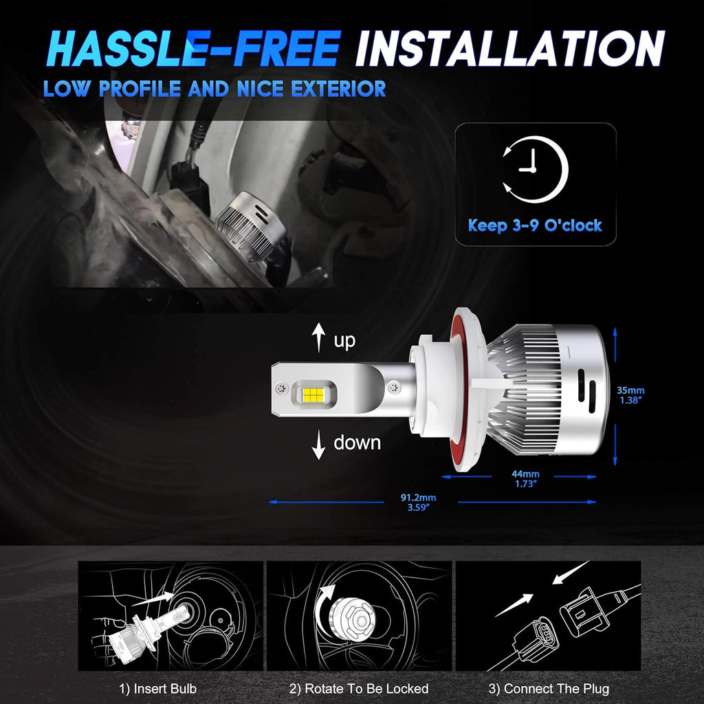 H13/9008 LED Bulbs Fog Light Combo Kits 12000LM 6000K White, Pack of 4 Y458