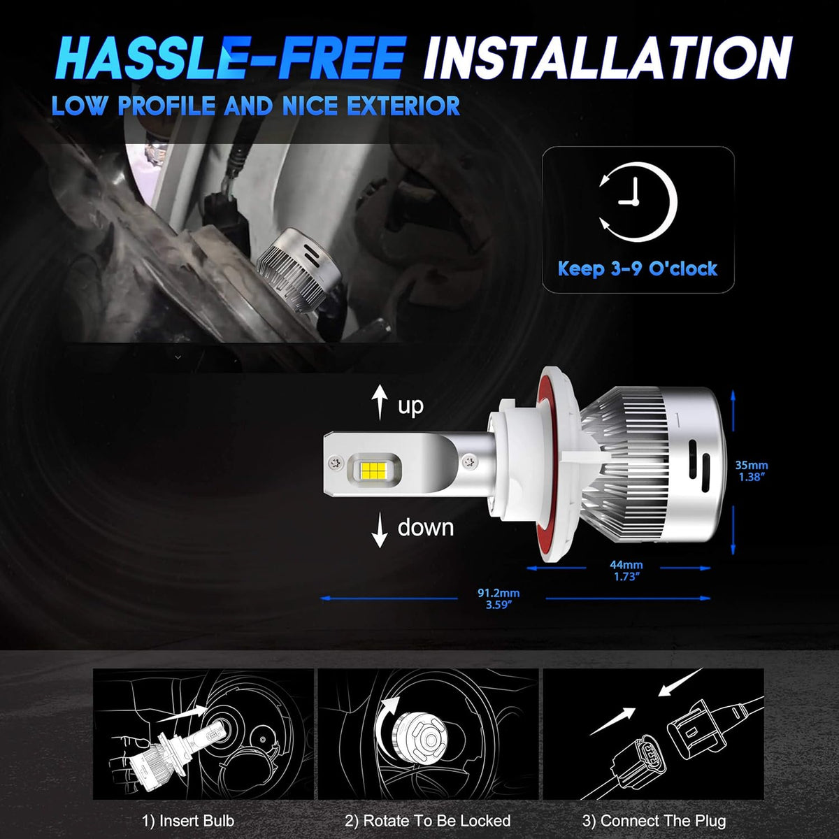 H13/9008 LED Bulbs Fog Light Combo Kits 12000LM 6000K White, Pack of 4 Y458