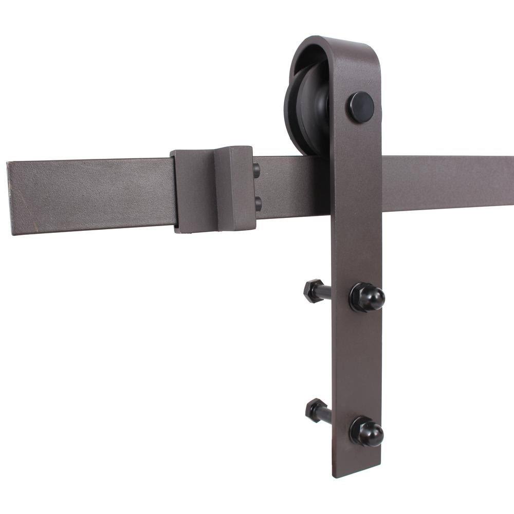 Ocean Blue Stained Wood Interior Sliding Barn Door with Hardware Kit K67342