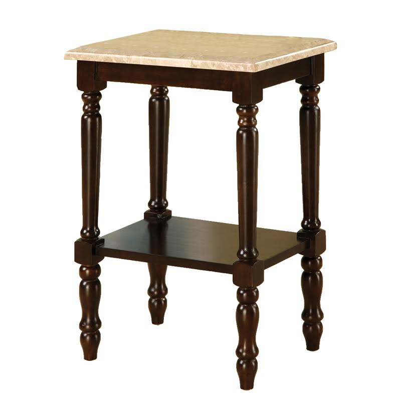 Marble Top End Table in Dark Cherry P942440